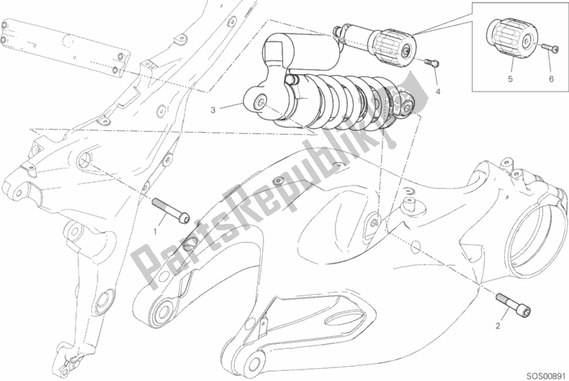 Todas las partes para Amortiguador Trasero de Ducati Multistrada 1260 ABS USA 2018